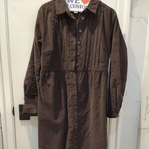 Brown corduroy midi dress woman